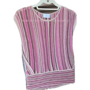 Nenette Milano Lurex Striped Pink, Bronze, and Tan Knit Tank Top - Size M